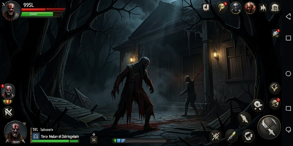 Tangkapan layar gameplay 99SL yang menampilkan suasana Horror yang mencekam.