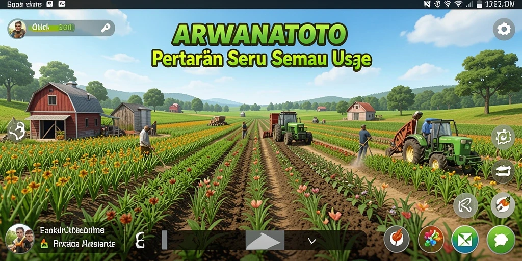 Tampilan gameplay ARWANATOTO yang menarik saat bertani di lahan pertanian.