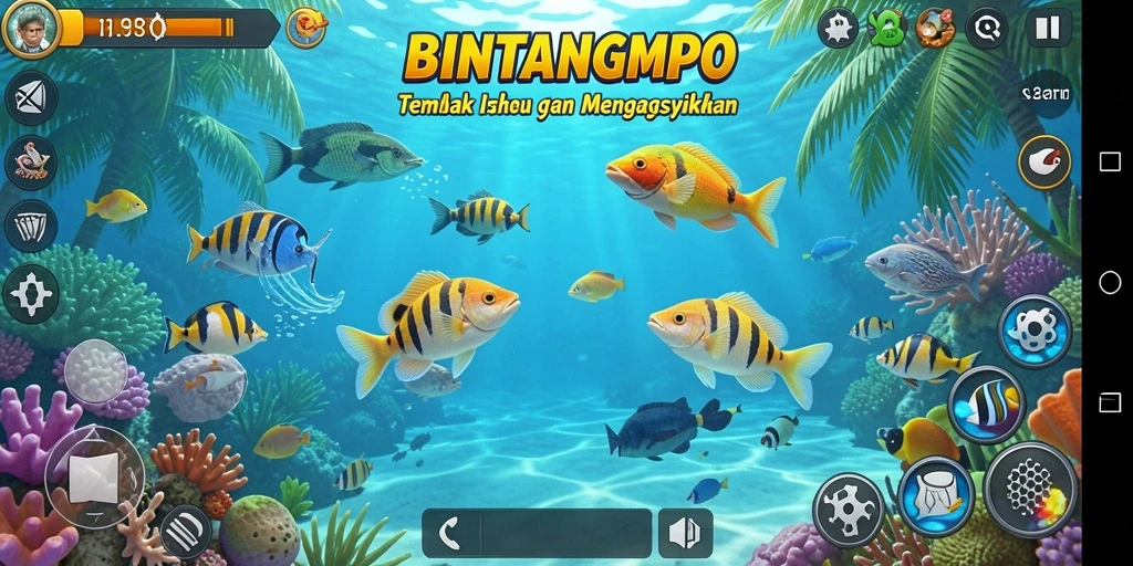 Gameplay menarik BINTANGMPO menampilkan aksi tembak ikan yang seru.