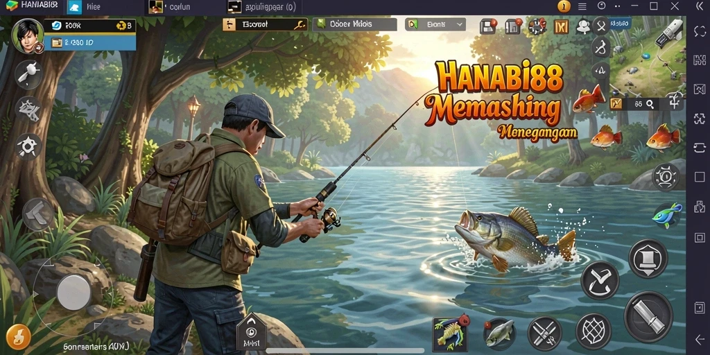 Tampilan gameplay <strong>HANABI88</strong> yang menampilkan aksi memancing yang menegangkan.