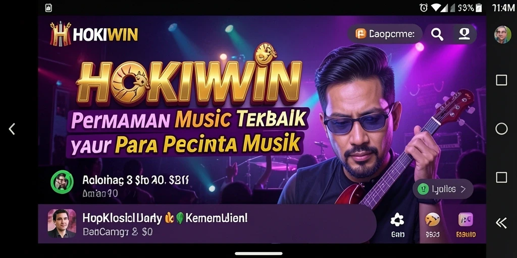 Tampilan gameplay HOKIWIN yang menampilkan berbagai fitur musik.