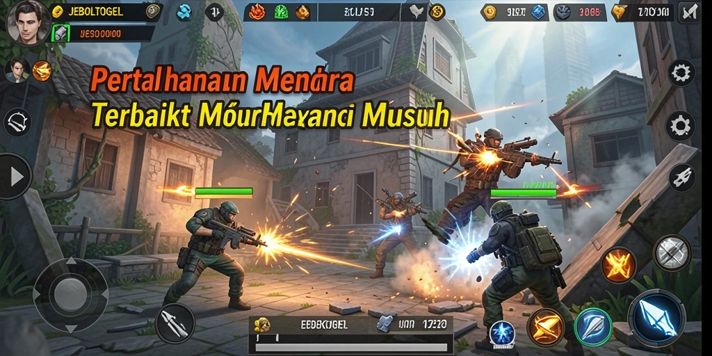 Screenshot gameplay JEBOLTOGEL menampilkan pertahanan menara yang dinamis.