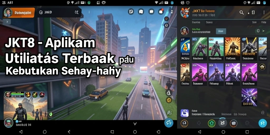 Tampilan aplikasi JKT8 dengan antarmuka intuitif.