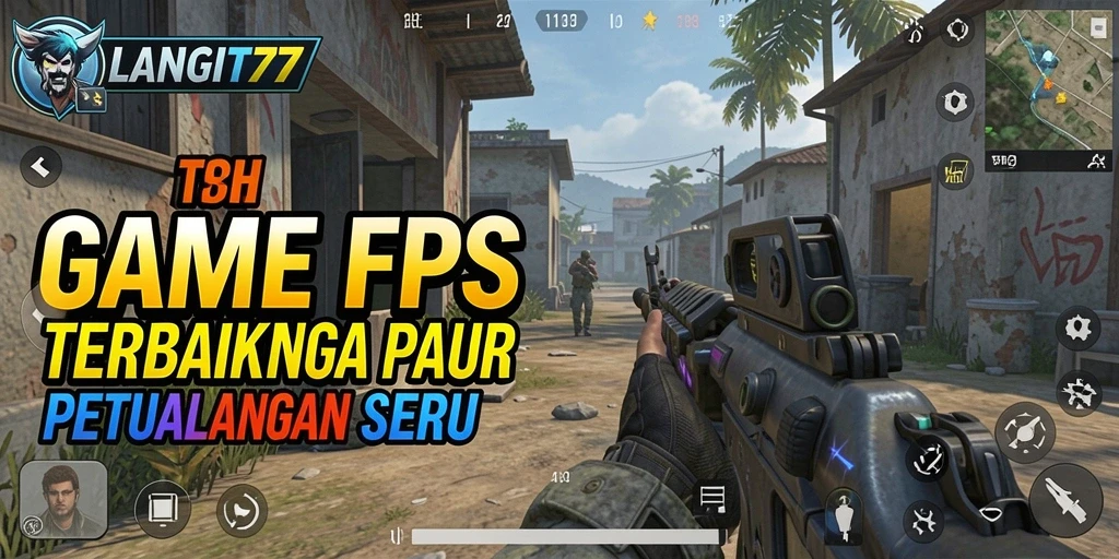 Screenshot LANGIT77 menampilkan aksi gameplay seru dalam pertempuran FPS.