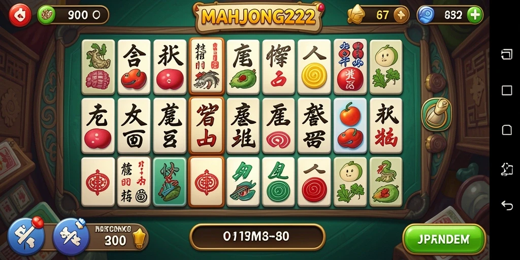 Tangkapan layar gameplay MAHJONG222 menampilkan momen seru bermain Match-3.