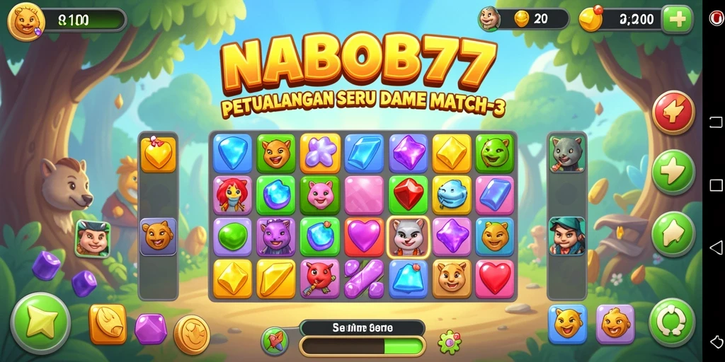 Gameplay seru mencocokkan permata dalam NABOB77.
