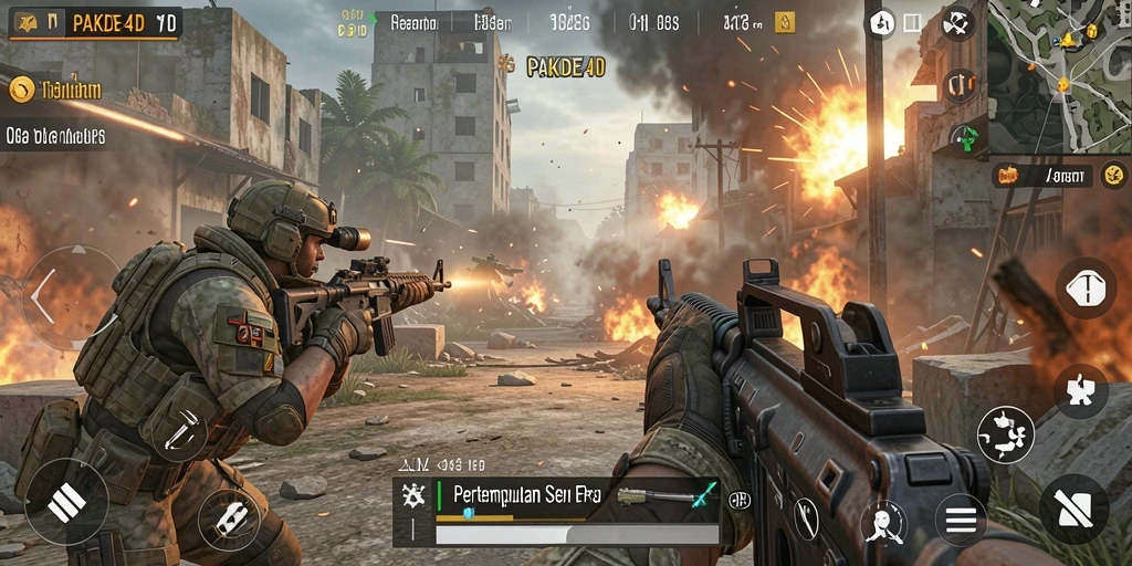 Gameplay menegangkan di PAKDE4D menunjukkan aksi tembak-menembak yang seru.