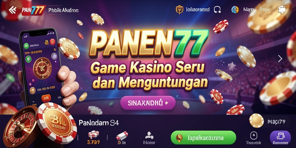 Gambar menunjukkan gameplay mendebarkan di PANEN77 dengan tema kasino.