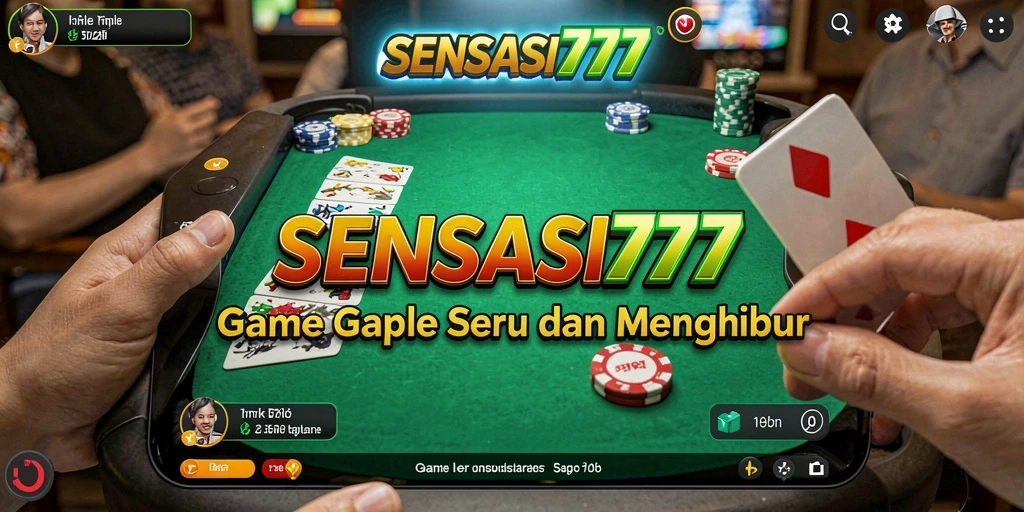 Tampilan seru gameplay Gaple SENSASI777 dengan desain menarik.