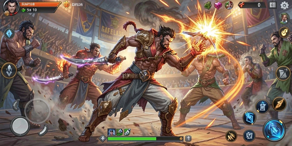 Tampilan pertarungan epik dari gameplay SIAP108 yang menarik.